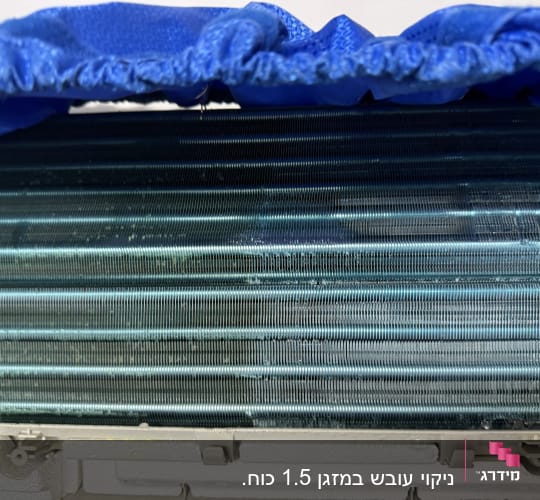 יחידת מיזוג אוויר עם כיסוי כחול